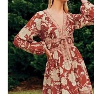 Antonio Melani Floral V-Neck Long Sleeve Dress